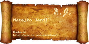 Matejko Jenő névjegykártya