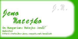 jeno matejko business card
